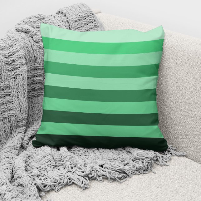 Modern Green Monochrome Color Block Striped Throw Pillow (Creator Uploaded)
