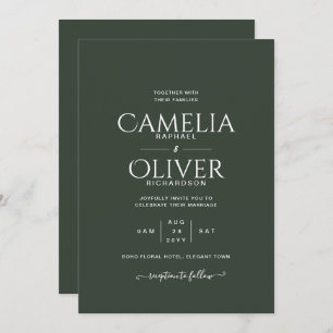 Modern Green Monochrome Wedding Invitation