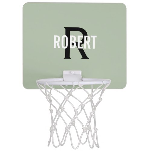 Modern green monogram men name  mini basketball hoop