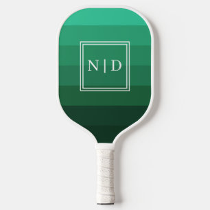 Modern Green Monogram Minimalist Initials  Pickleball Paddle