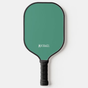 Modern Green Monogram Name Pickleball Paddle