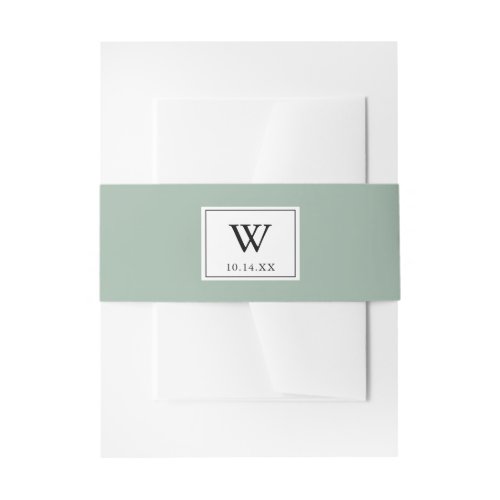 Modern Green Monogram Wedding Invitation Invitation Belly Band