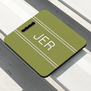 Modern Green Monogrammed Initials Stadium Sports Seat Cushion