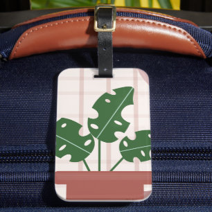 Modern Green Monstera Leaf Plant Birthday Gift Luggage Tag