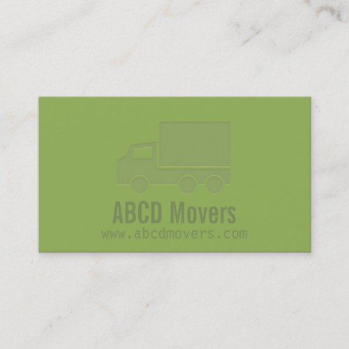 Modern Green Mover Company Letterpress Business Card Templates