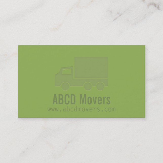 Modern Green Mover Company Letterpress Business Card (Front)