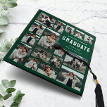Modern Green Multi Photo Graduation Cap Topper<br><div class="desc">Wear your story on your cap! Introducing our modern green graduation cap topper,  designed to showcase your unique journey with 16 photo slots. Personalize it with your name,  class year,  and the college you represented. It's your own personalized tribute to your academic journey.</div>