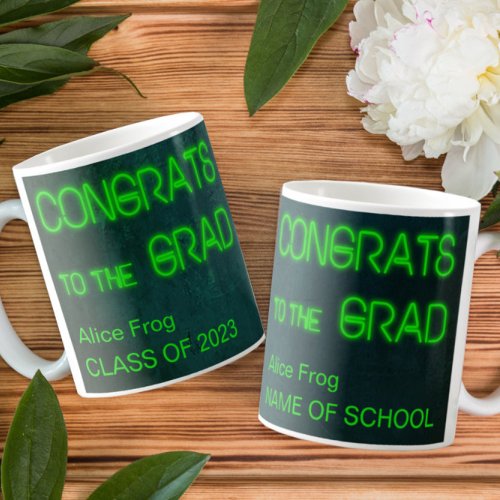 Modern green neon style graphics Class of 2023 Coffee Mug