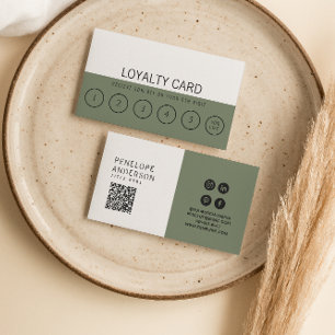 Modern Green Neutral Trendy Elegant Unique 6 Punch Loyalty Card