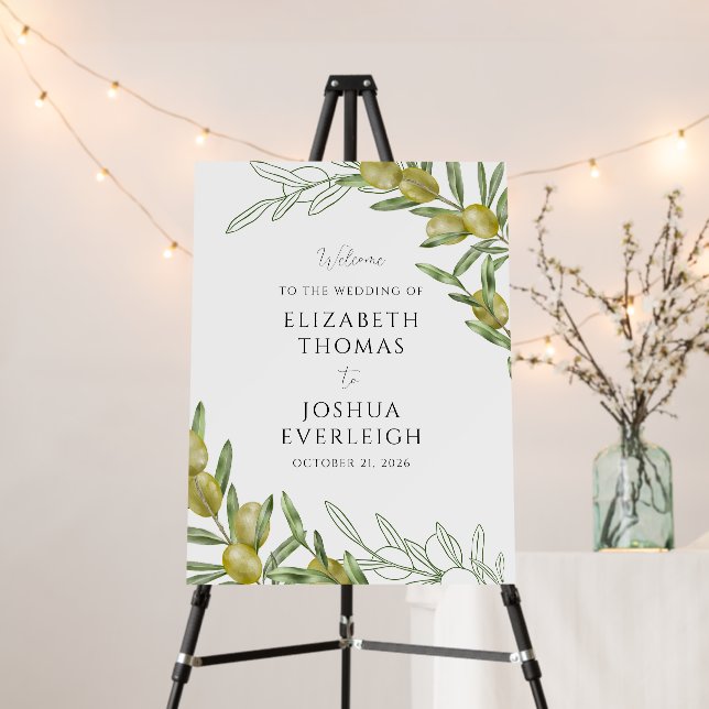 Modern Green Olive Branch Wedding  Foam Board (In Situ (Stand))