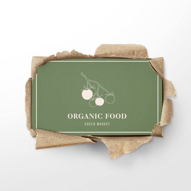 Modern Green Organic Food | Farm Market Logo Business Card (Creator Uploaded)