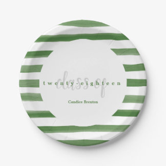 Modern Green Painted Stripes Graduation Plates