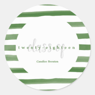 Modern Green Painted Stripes Graduation Stickers