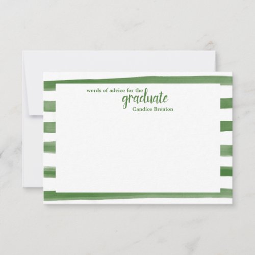 Modern Green Painted Stripes Word of Advice Cards