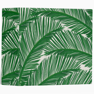 Modern Green Palm Leaf Tropical Pattern 3 Ring Binder