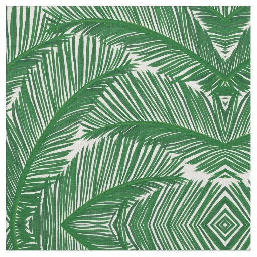 Modern Green Palm Leaf Tropical Pattern Fabric