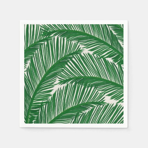Modern Green Palm Leaf Tropical Pattern Napkins