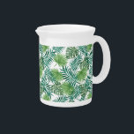 Modern Green Palm Leaves Pattern Beverage Pitcher<br><div class="desc">Modern Green Palm Leaves Pattern beverage pitcher.</div>