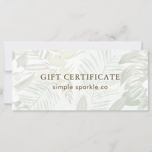 Modern Green Palm Print Gift Certificate