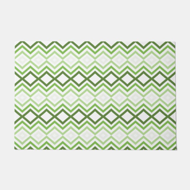 Modern Green Patterned Doormat (Front)