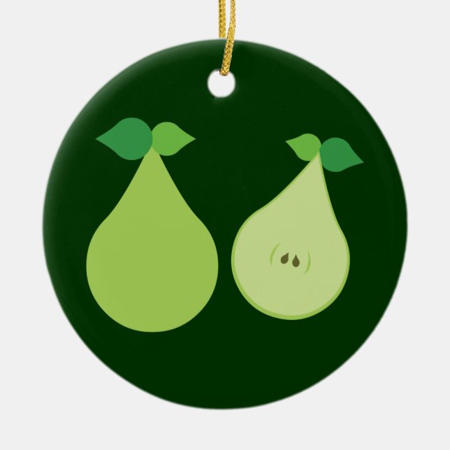 Modern Green Pear Ceramic Ornament (Front)