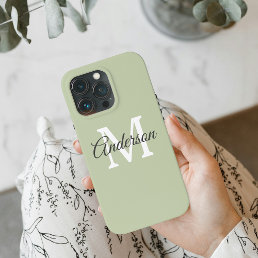 Modern Green | Personal Initial  iPhone 13 Pro Case