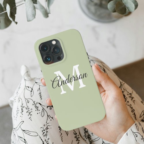 Modern Green  Personal Initial  iPhone 13 Pro Case