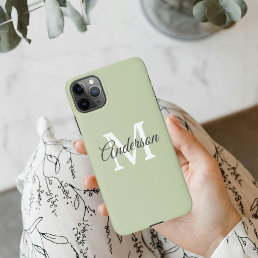 Modern Green | Personal Initial  iPhone 11Pro Max Case