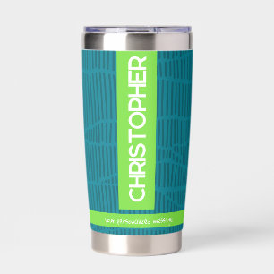 Modern Green Personalized Name Thermal Tumbler