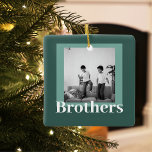 Modern Green | Photo | Brothers Gift  Ceramic Ornament<br><div class="desc">Modern Green | Photo | Brothers Gift</div>