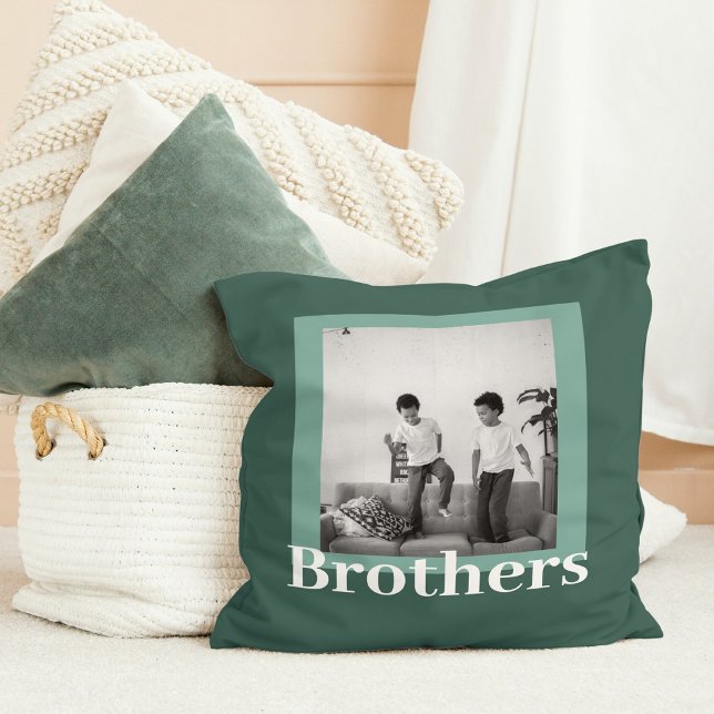 Modern Green | Photo | Brothers Gift Throw Pillow (Creator Uploaded)