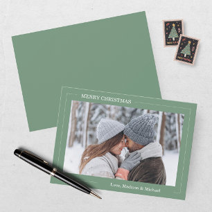 Modern Green Photo Christmas Card