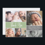 Modern Green Photo Collage Baby Shower script Thank You Card<br><div class="desc">Elevate your baby shower gratitude with our modern green photo collage baby shower thank you cards. These cards allow you to personalize them with stunning photos of your precious baby and your loving family. Show your heartfelt appreciation to the friends and family who have showered you with love and support...</div>