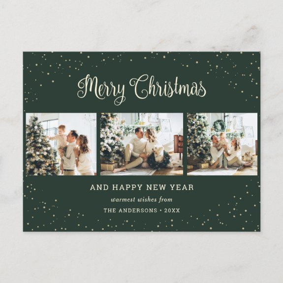 Modern Green Photo Collage Merry Christmas