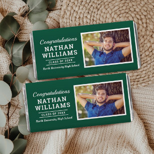 Modern Green Photo Congratulations Grad Hershey Bar Favors