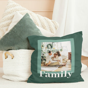Modern Green   Photo   Family Gift Throw Pillow