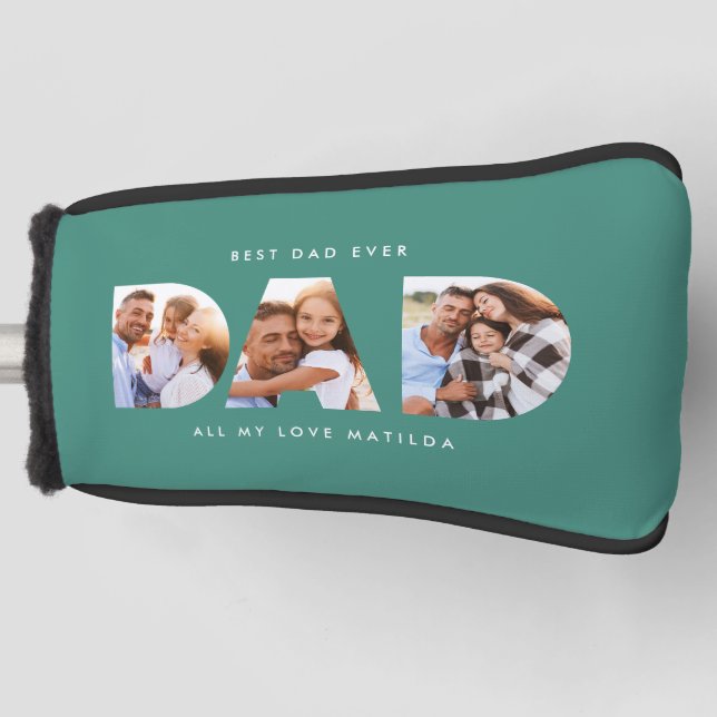 Modern green Photo Golf Personalized Gift for Dad Head Cover (Front)