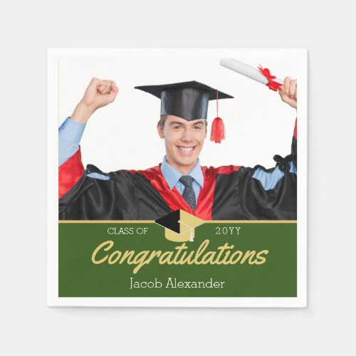 Modern Green Photo graduation class of 2022 Napkins