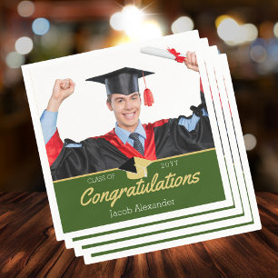 Modern Green Photo graduation class of 20xx Napkins