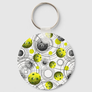 Modern Green Pickleball Keychain