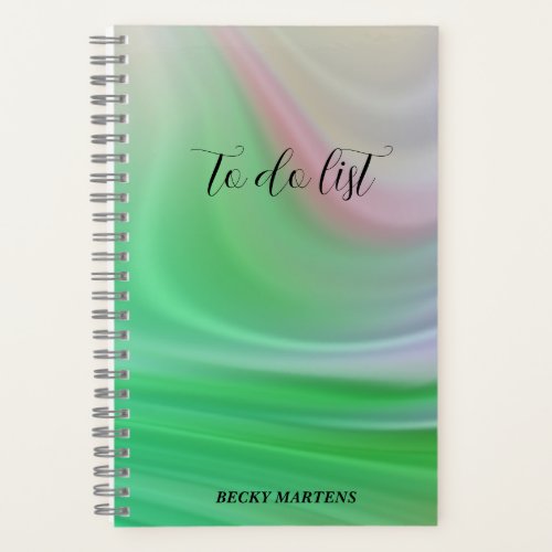 Modern Green Pink and White To Do List Notebook