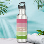 Modern Green Pink Color Block Personalized Name Stainless Steel Water Bottle<br><div class="desc">Modern Red Green Color Block Personalized Name Stainless Steel Water Bottle features a colorful and modern design in a color-block pattern in shades of green and pink with your personalized name. Perfect as a gift for Christmas, birthday, holidays, school, college, team building and more. Designed by © Evco Studio www.zazzle.com/store/evcostudio...</div>