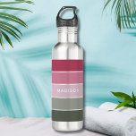 Modern Green Pink Color Block Personalized Name Stainless Steel Water Bottle<br><div class="desc">Modern Pink Green Color Block Personalized Name Stainless Steel Water Bottle features a colorful and modern design in a color-block pattern in shades of Pink Green with your personalized name. Perfect as a gift for Christmas,  birthday,  holidays,  school,  college,  team building and more. Designed by © Evco Studio www.zazzle.com/store/evcostudio</div>