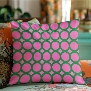 Modern Green & Pink Geometric Abstract Shape Throw Pillow