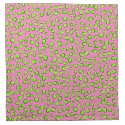 Modern Green Pink Leopard Pattern Animal Print Cloth Napkin