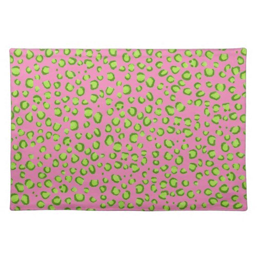 Modern Green Pink Leopard Pattern Animal Print Cloth Placemat