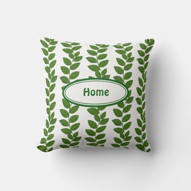Modern Green Plant Leaves Throw Pillow (Front)