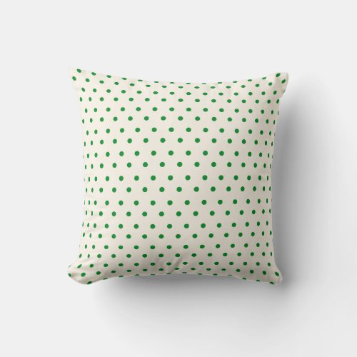 Modern Green Polka Dot Creme St Patricks Day Throw Pillow