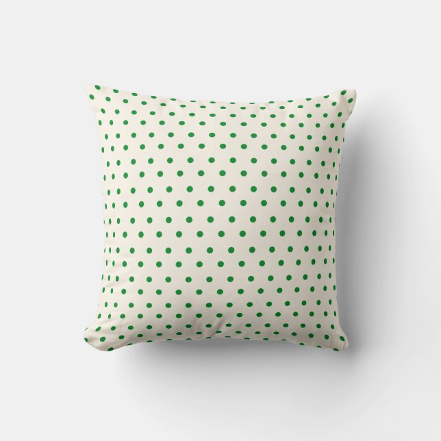 Modern Green Polka Dot Creme St. Patrick's Day Throw Pillow (Front)