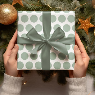 Modern Green Polka Dots Christmas Wrapping Paper
